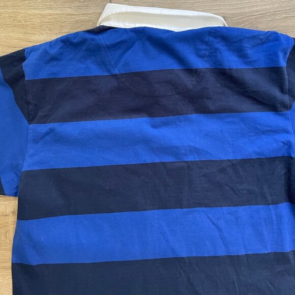 Polo Ralph Lauren Shirt Youth XL Blue & Black Stripe Rugby Collared Small Pony - Picture 8 of 12